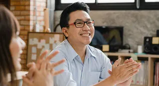 Young professional man showing leadership in an organization