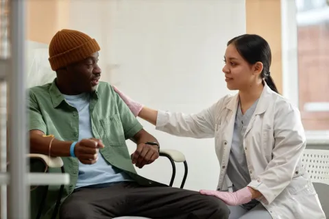 mental health nurse practitioner with patient