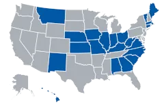 Map of Rockhurst University Online Nurse Practitioner Program Authorized States